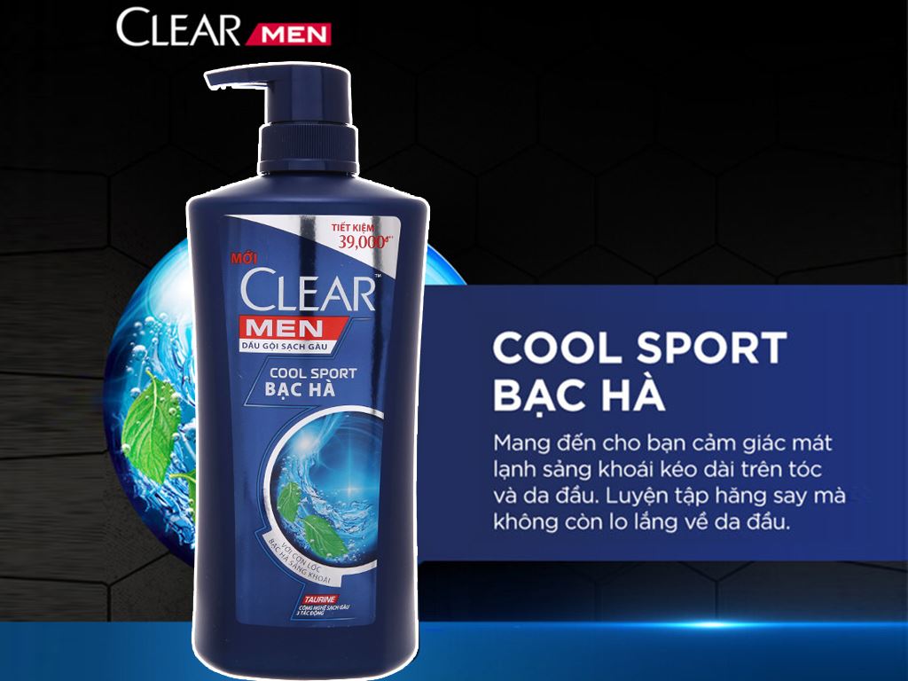 [HCM]Dầu gội Clear Men Bạc Hà mát lạnh