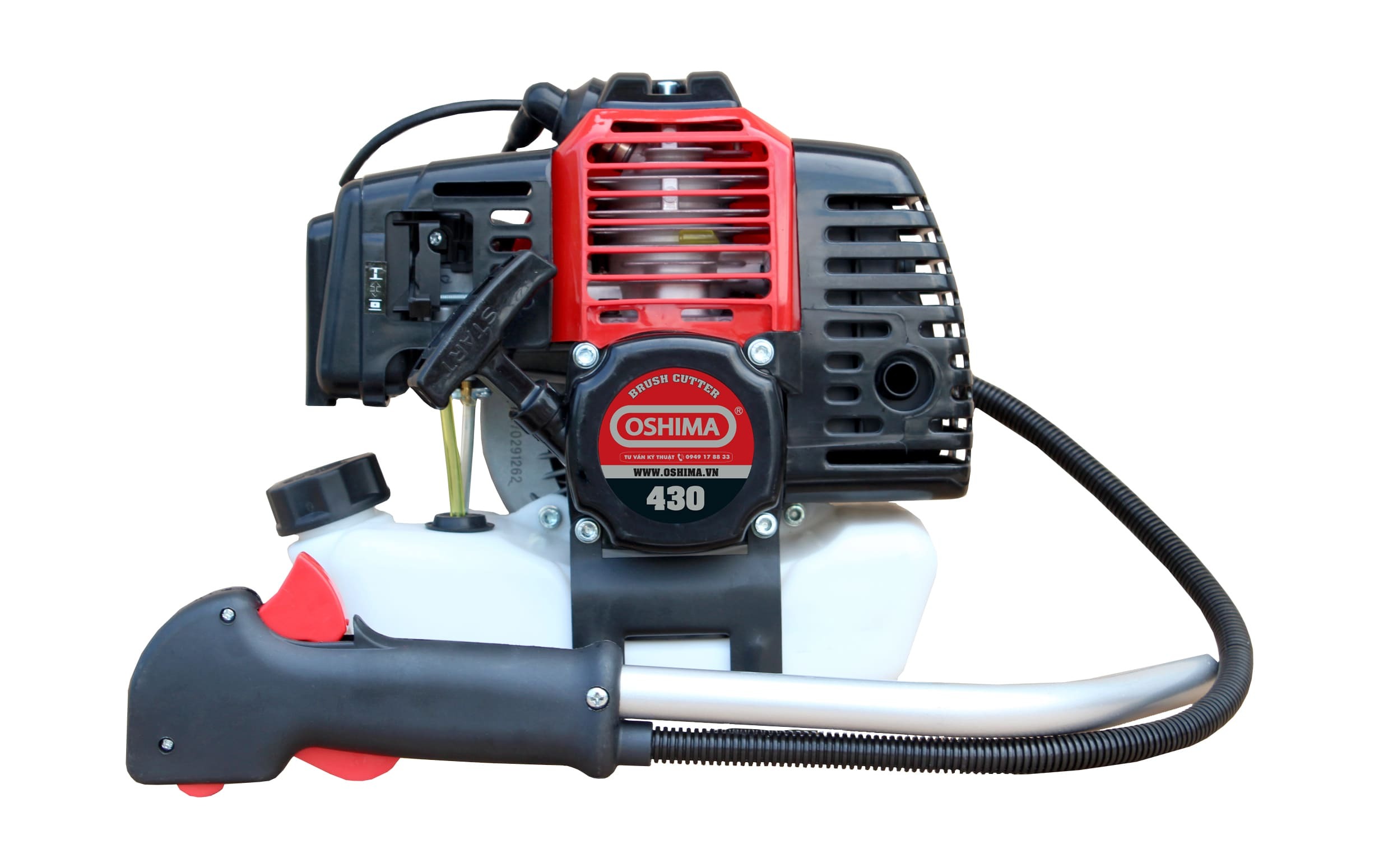 Máy cắt cỏ Oshima 430 động cơ 2 thì 1.25KW Trọn bộ có cần cắt cỏ đeo vai máy mới 100%