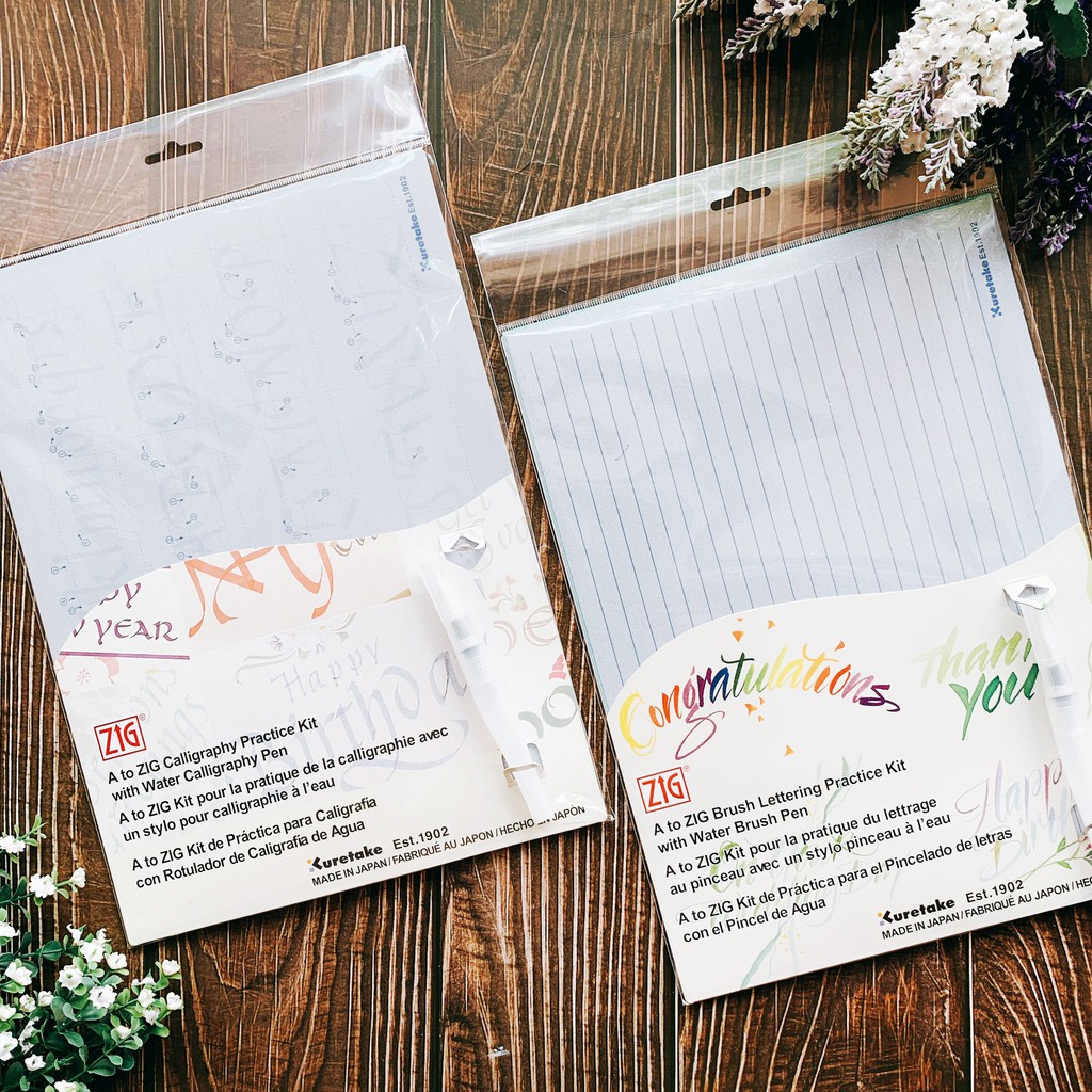 Bộ Luyện viết Calligraphy  Brush Lettering - Kuretake A to ZIG Practice Kit