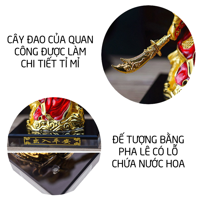 Tượng quan công phong thủy trang trí taplo xe hơi hoặc bàn làm việc cao cấp - sang trọng