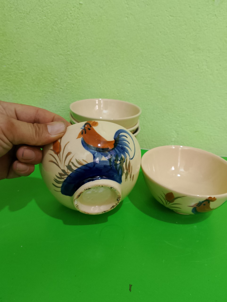 combo 10 chén cơm vẽ con gà ( loại thường sành )