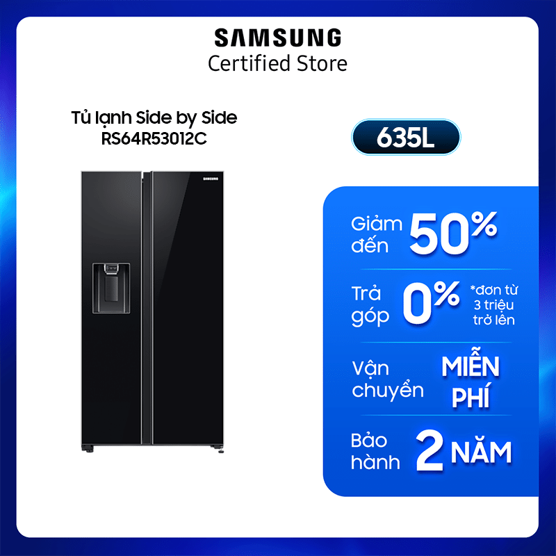 [Chỉ Giao + Lắp Hà Nội] Tủ lạnh Samsung Side by Side 635L (RS64R53012C)