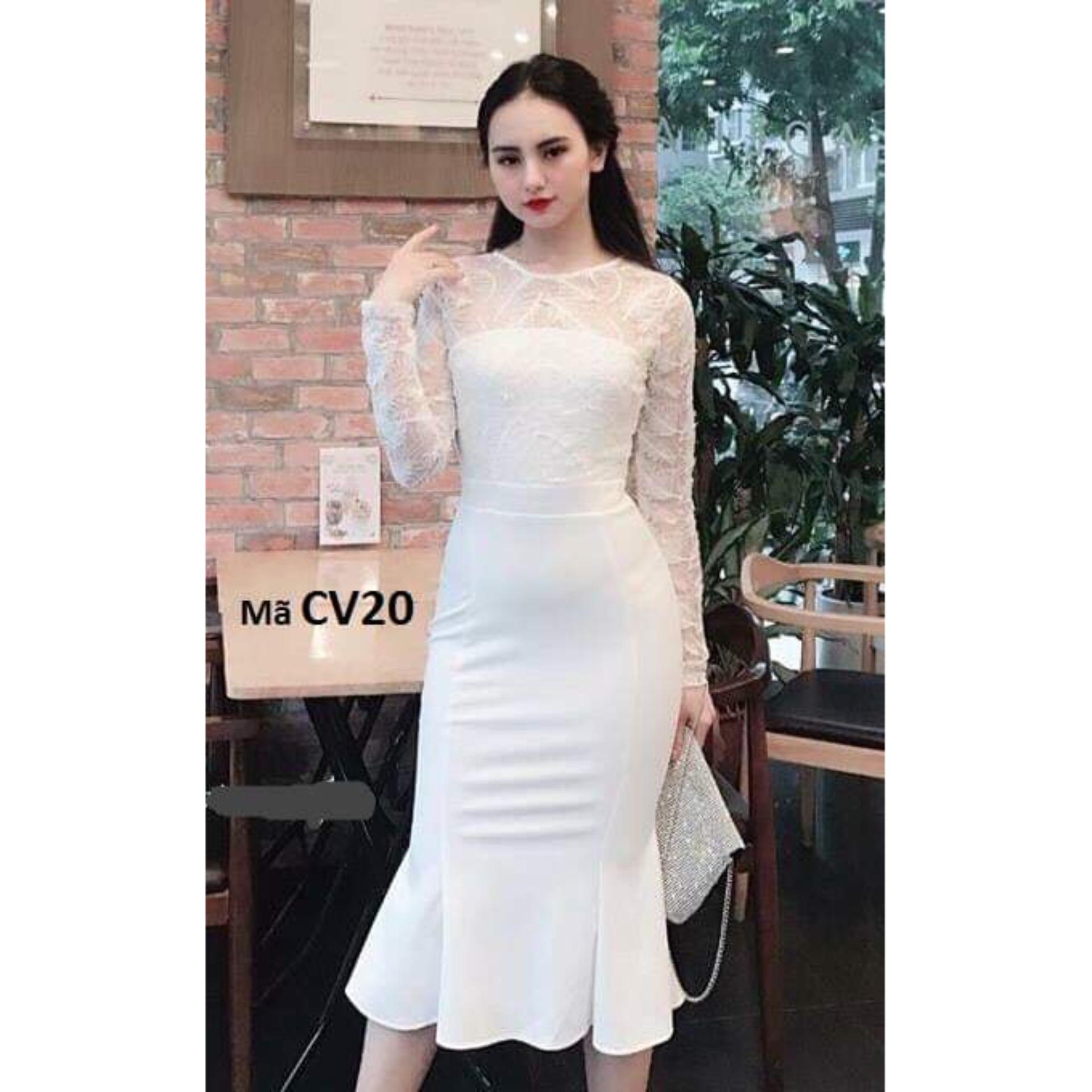 Đầm body ren lông vũ đuôi cá