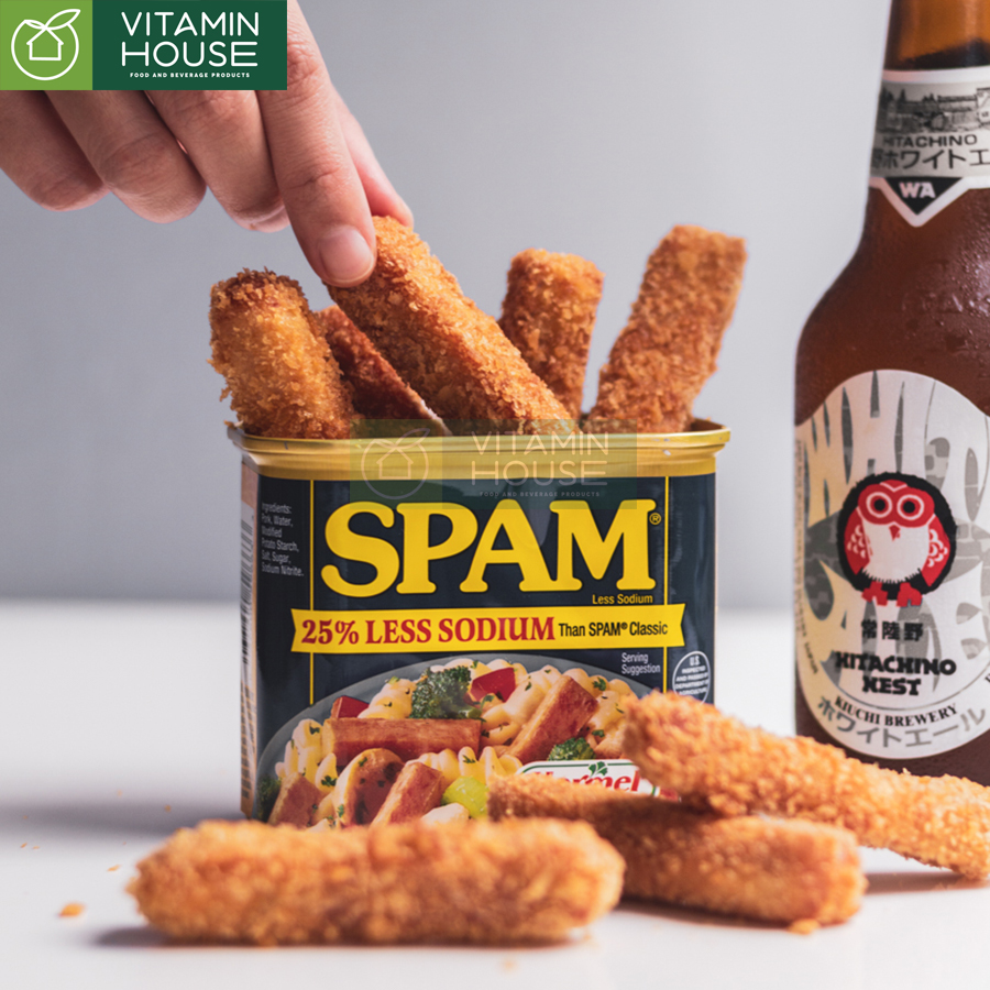 Thịt Hộp Spam Mỹ  ít mặn 25% Less Sodium 340g [Vitamin House]