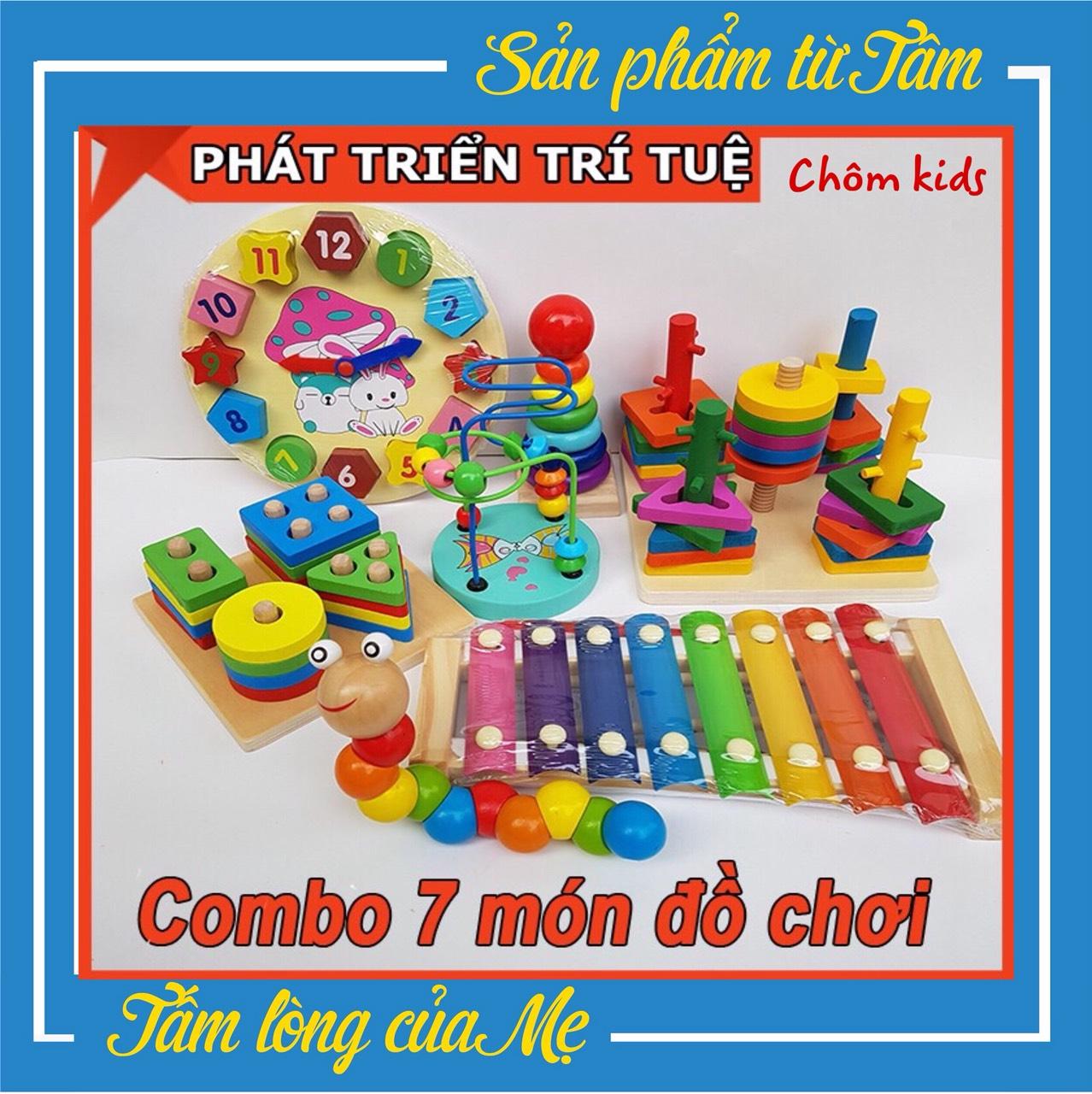 Combo 7 Món Đồ Chơi Gỗ Phát Triển Trí Tuệ Cho Bé