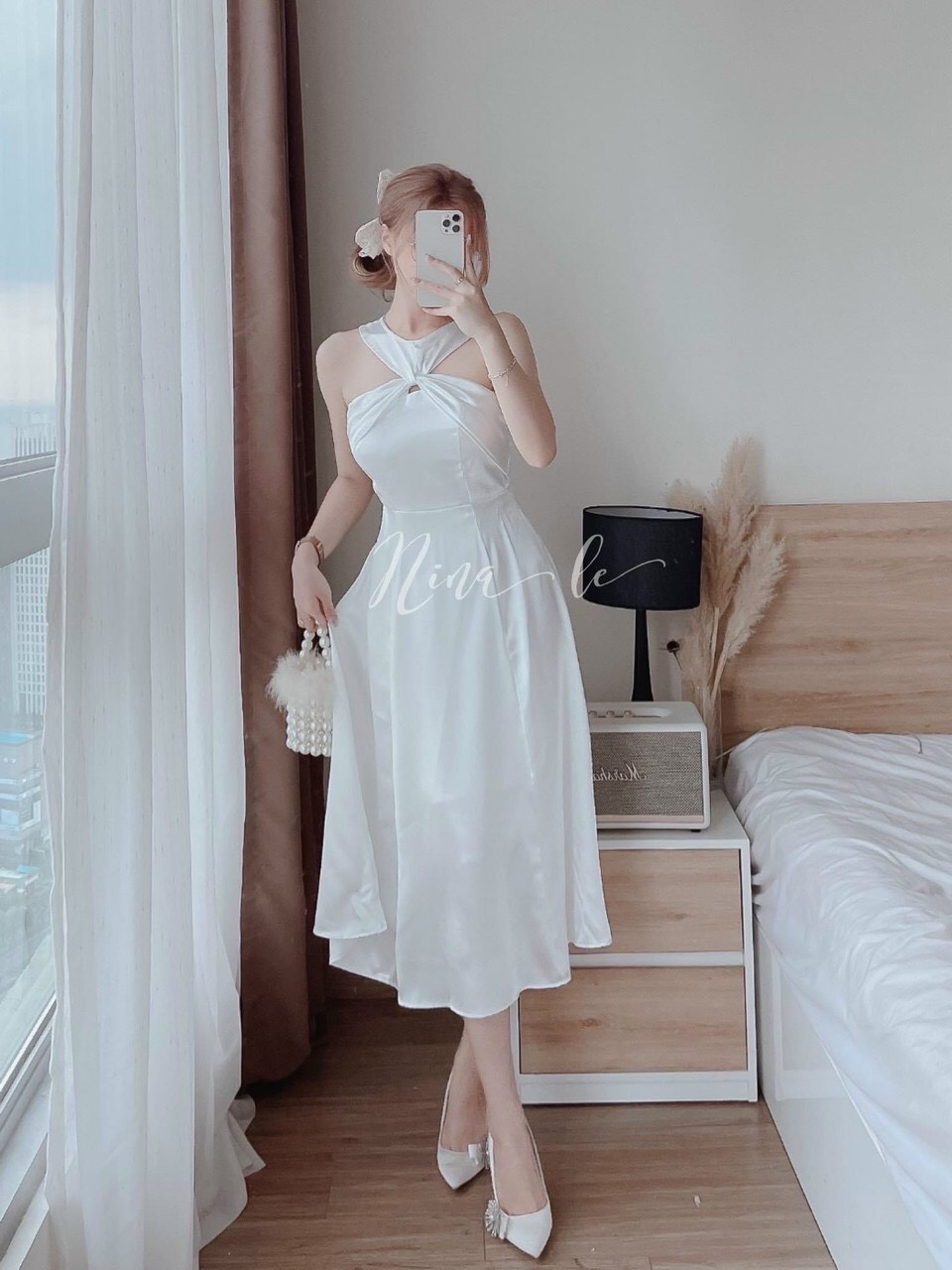 Đầm đi tiệc cổ yếm, đầm trắng hở lưng, đầm nữ dáng suông dài chất vải lụa, váy maxi đi biển, đầm cup ngực ôm eo tôn dáng, váy lụa đi tiệc