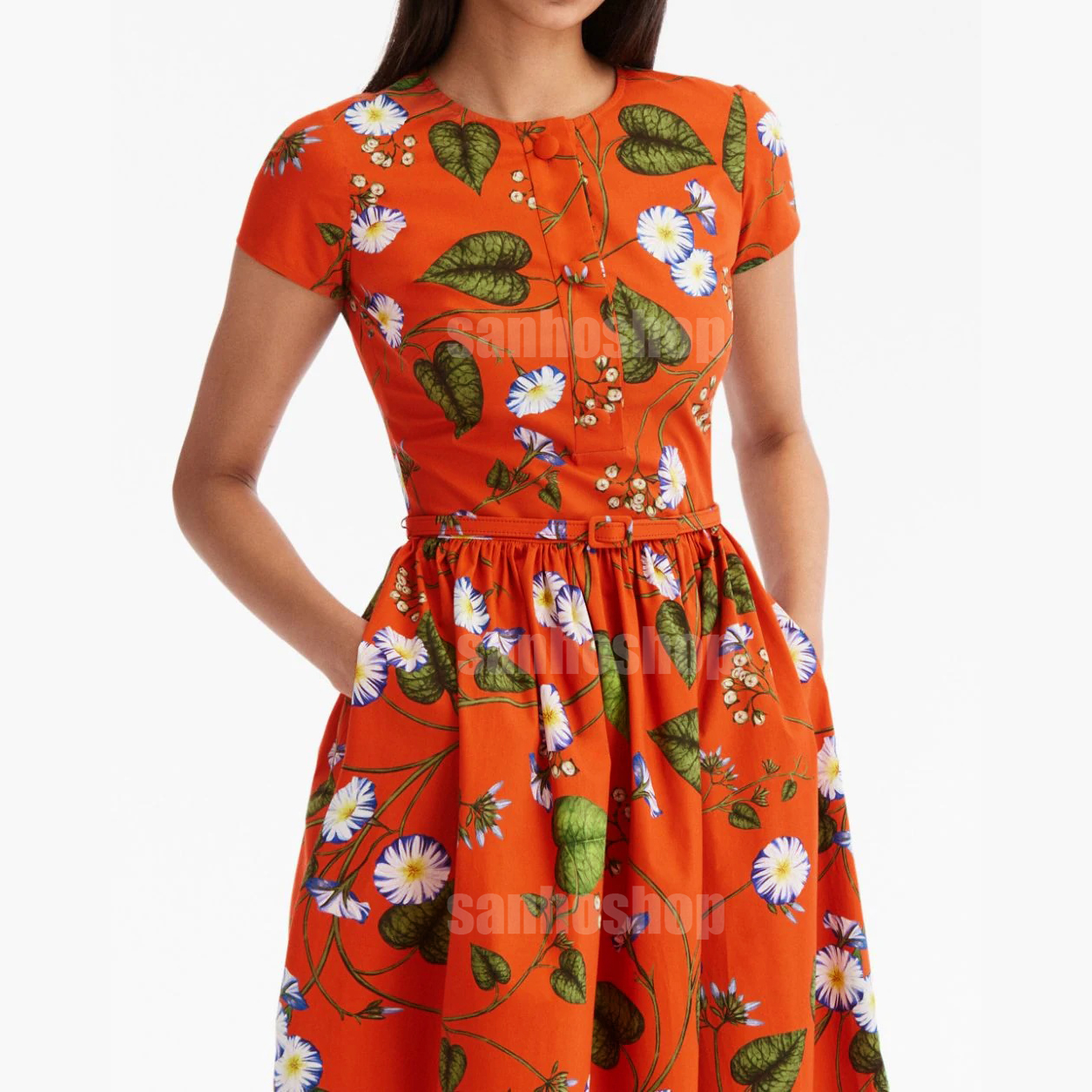 ĐẦM MIDI 0SCAR MORNING GLORY POPLIN