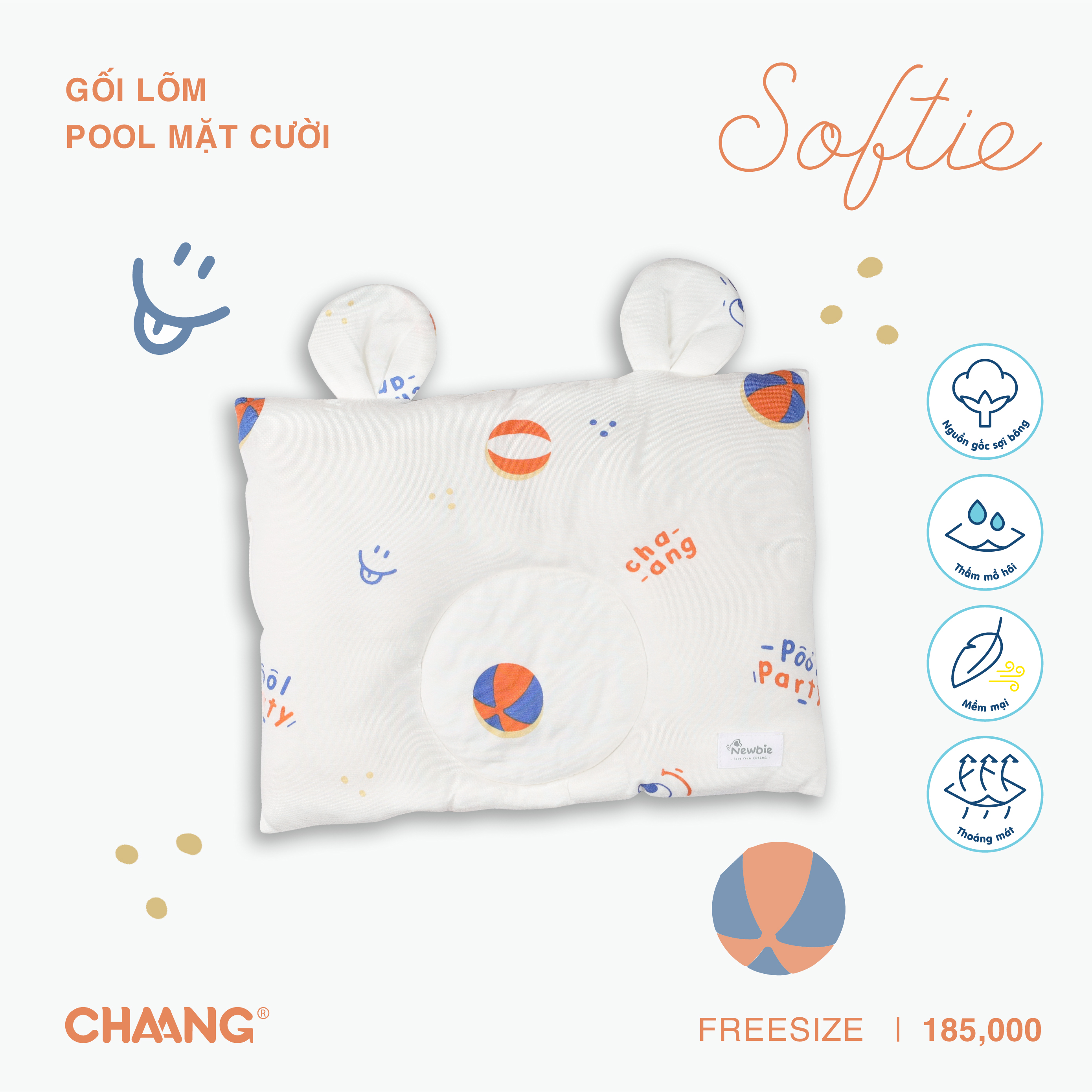 [CHAANG] Gối lõm cho bé sơ sinh Pool CHAANG