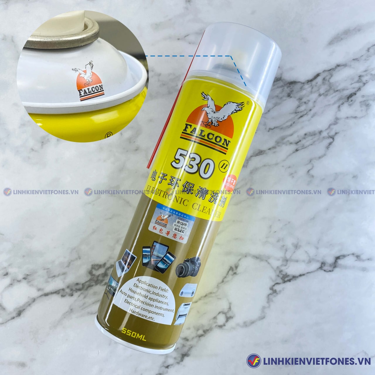 Chai xịt tẩy keo, vệ sinh bui bẩn Falcon 530 lau màn hình điện thoại