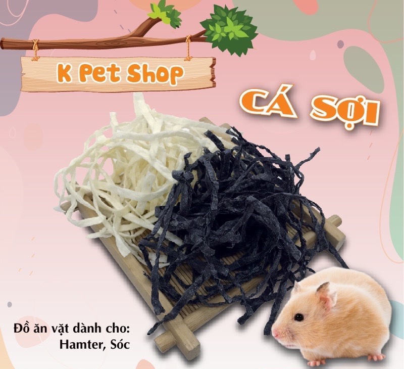 Cá sợi hamster sóc 🐶 cá tuyết sợi trắng đen thức ăn dặm 15g đồ ăn dặm dành cho hamster sóc