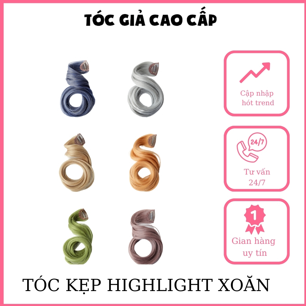 Tóc giả keph highlight xoăn dài sợi tơ cao cấp