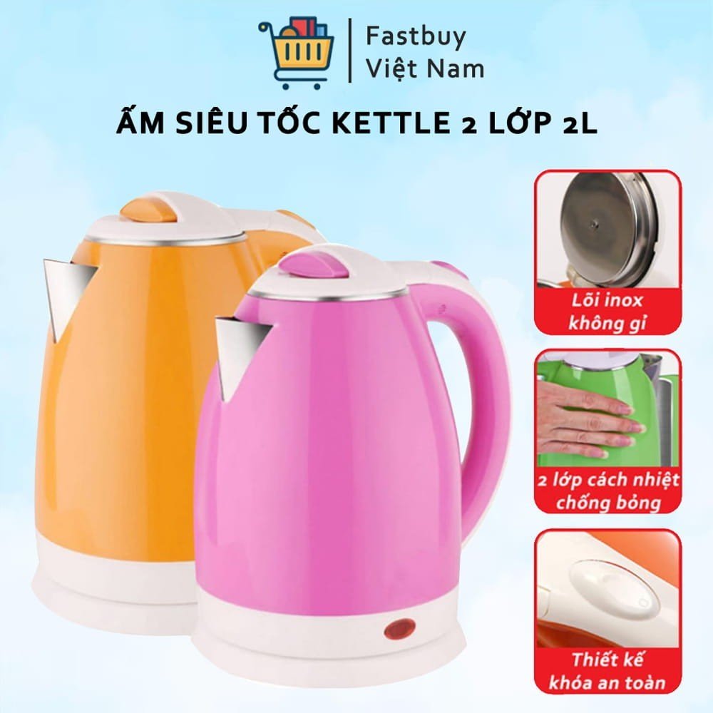 Ấm Đun Nước Siêu Tốc Cao Cấp, An Toàn Kettle 2L