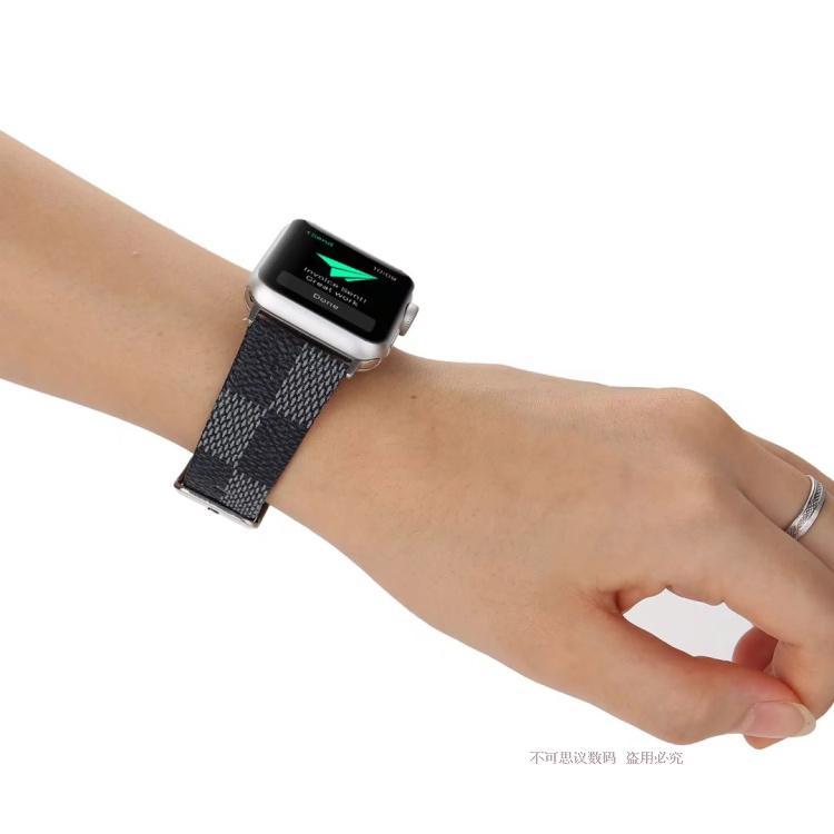 Dây đeo Apple Watch, Dây da LV cao cấp xanh 42mm