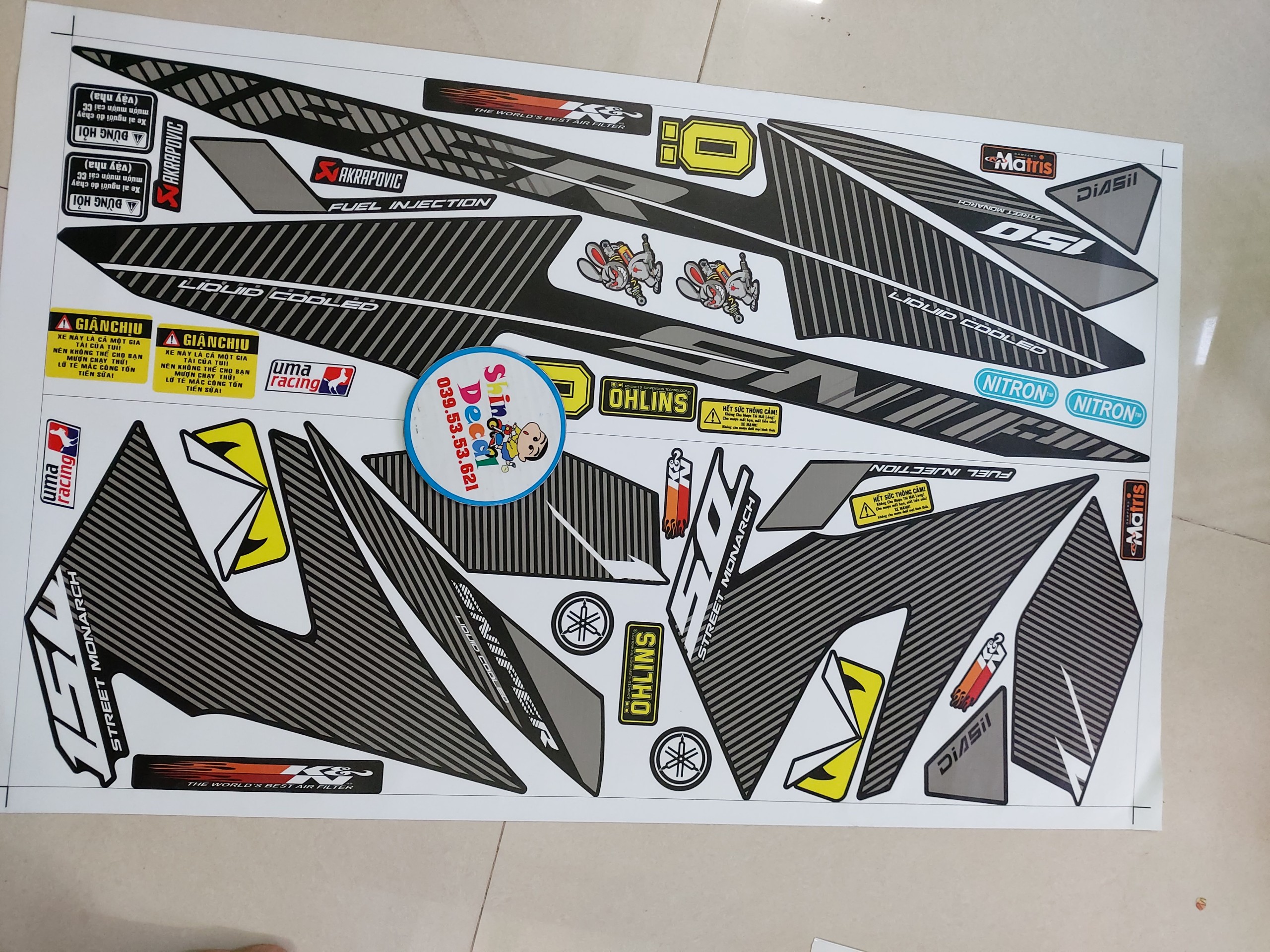 Tem exciter 150 snip sọc tặng kèm logo