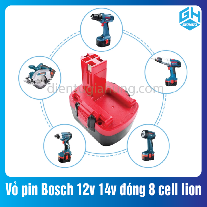 Vỏ pin Bosch 12v 14v đóng 8 cell lion