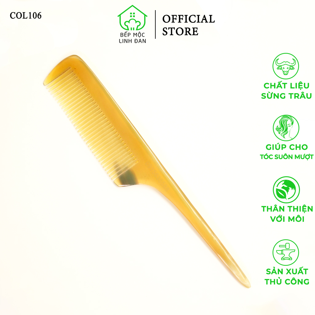 Lược sừng xuất Nhật chuôi nhọn dễ dàng tạo kiểu tóc size15cm