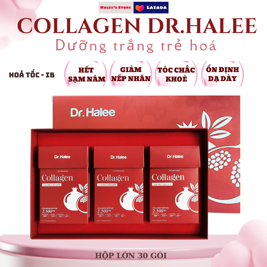 Combo 3 hộp collagen lựu đỏ curcurmin Dr.Halee