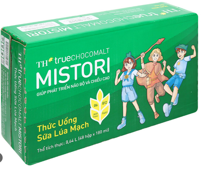 Thùng 48 hộp Sữa Ca cao Lúa mạch TH true CHOCOMALT MISTORI 180ml/Hộp