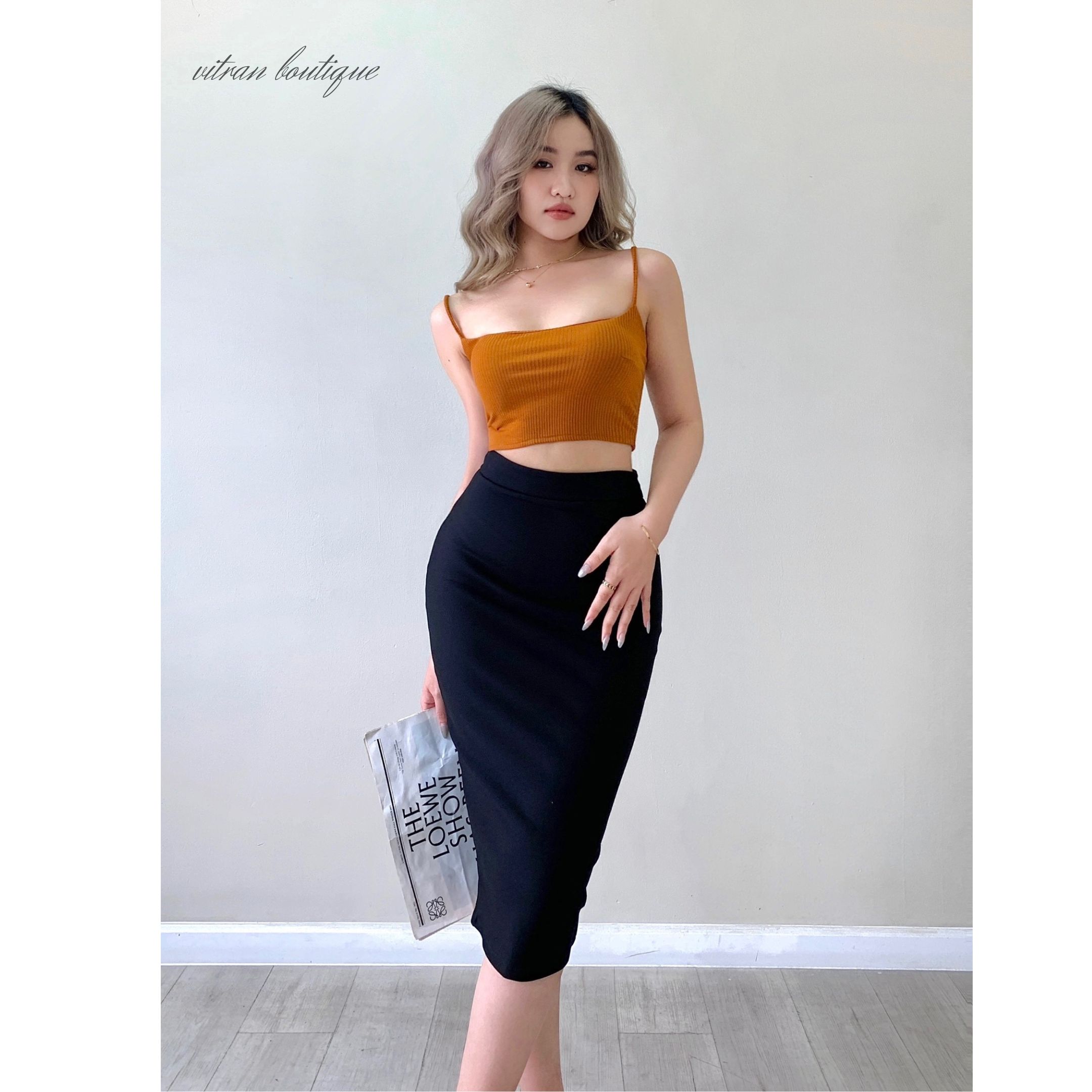 Chân Váy Bút Chì Xẻ Sau Dáng Dài 70Cm