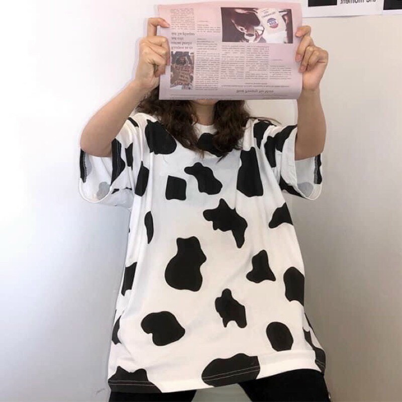 ÁO THUN NỮ FROM RỘNG PHỐI BÒ SỮA 3D HOT TREND