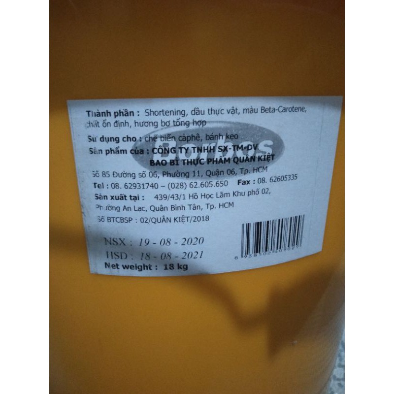 BƠ THỰC VẬT BORBOS RANG BẮP, NẤU ĂN.. [2kg-5kg]