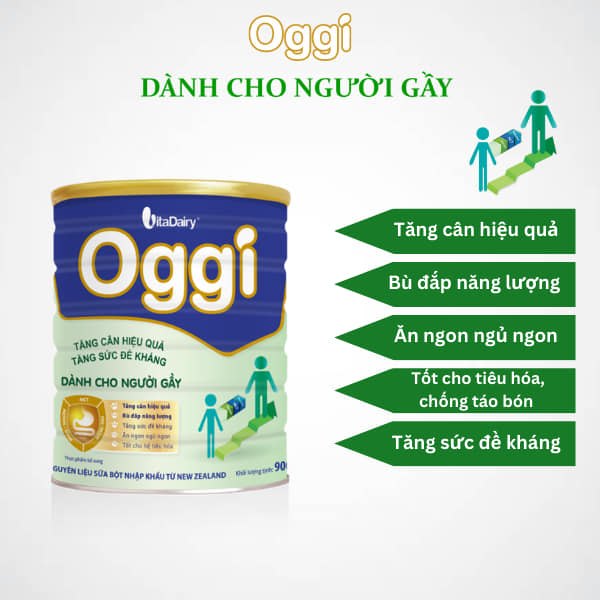 Sữa bột oggi gầy vitadairy dành cho người gầy lon 900g