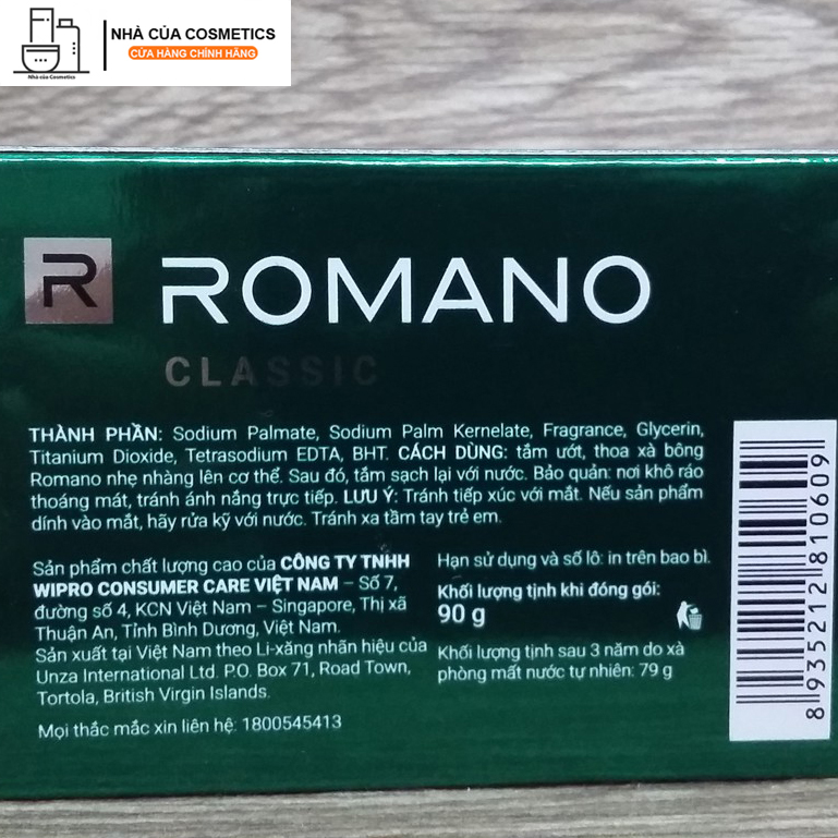 Xà bông cục Romano Classic 90g