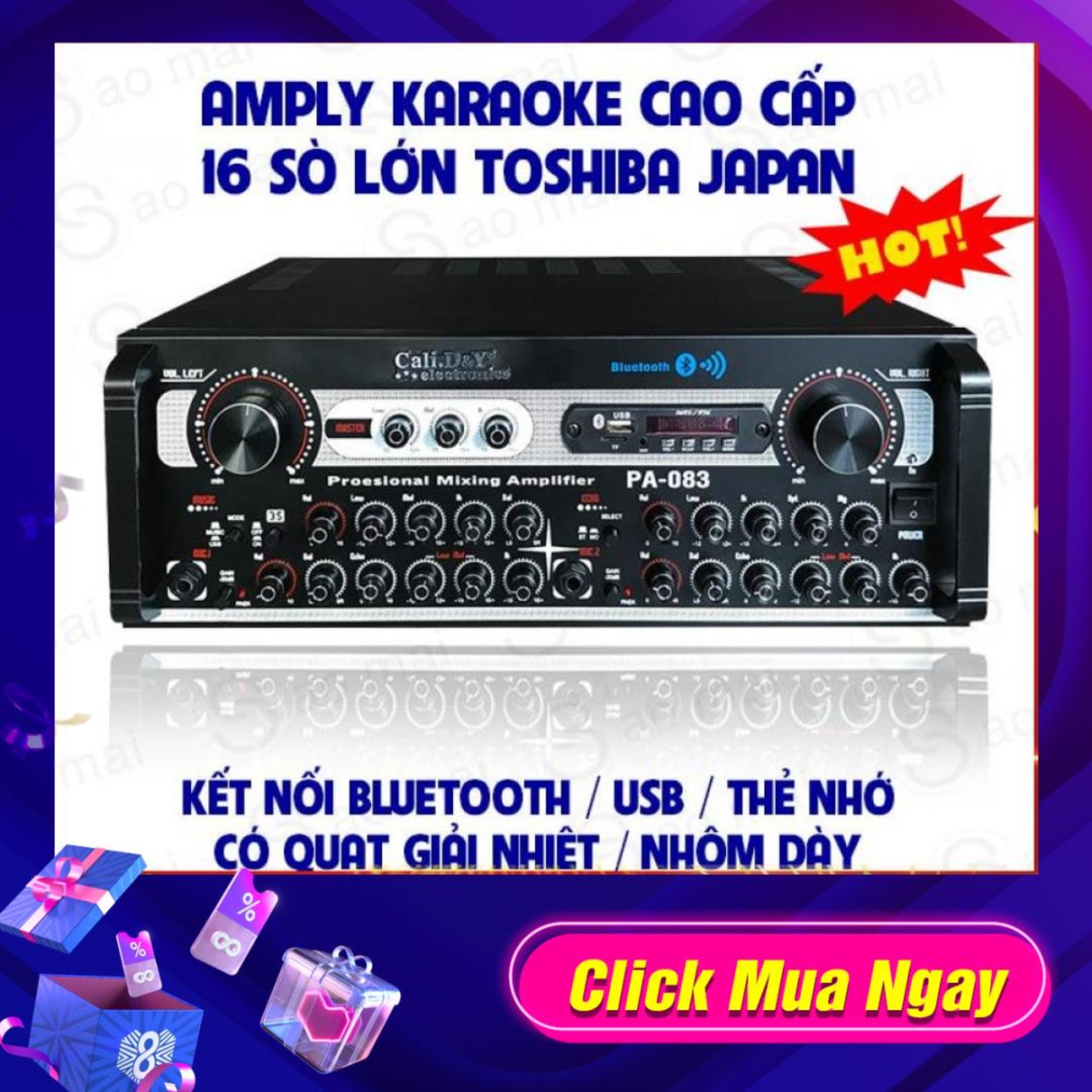 >> BÁO GIÁ AMPLY USB BLUETOOTH KARAOKE NGHE NHẠC CALI.D | Shopee Lazada Sendo Tiki mới nhất 22 Amply 16 sò lớn Toshiba nhật bản, Ampli Bluetooth Sân Khấu Hội Thảo Karaoke Gia Đình Cali.D&Y PA-083 - Kết nối Bluetooht, Usb, Thẻ nhớ. Tặng dây Av 4 đầu tốt.