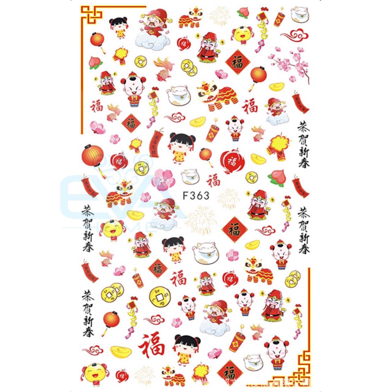 [HCM]STICKER DÁN MÓNG TAY HOẠ TIẾT TẾT ĐÓN XUÂN
