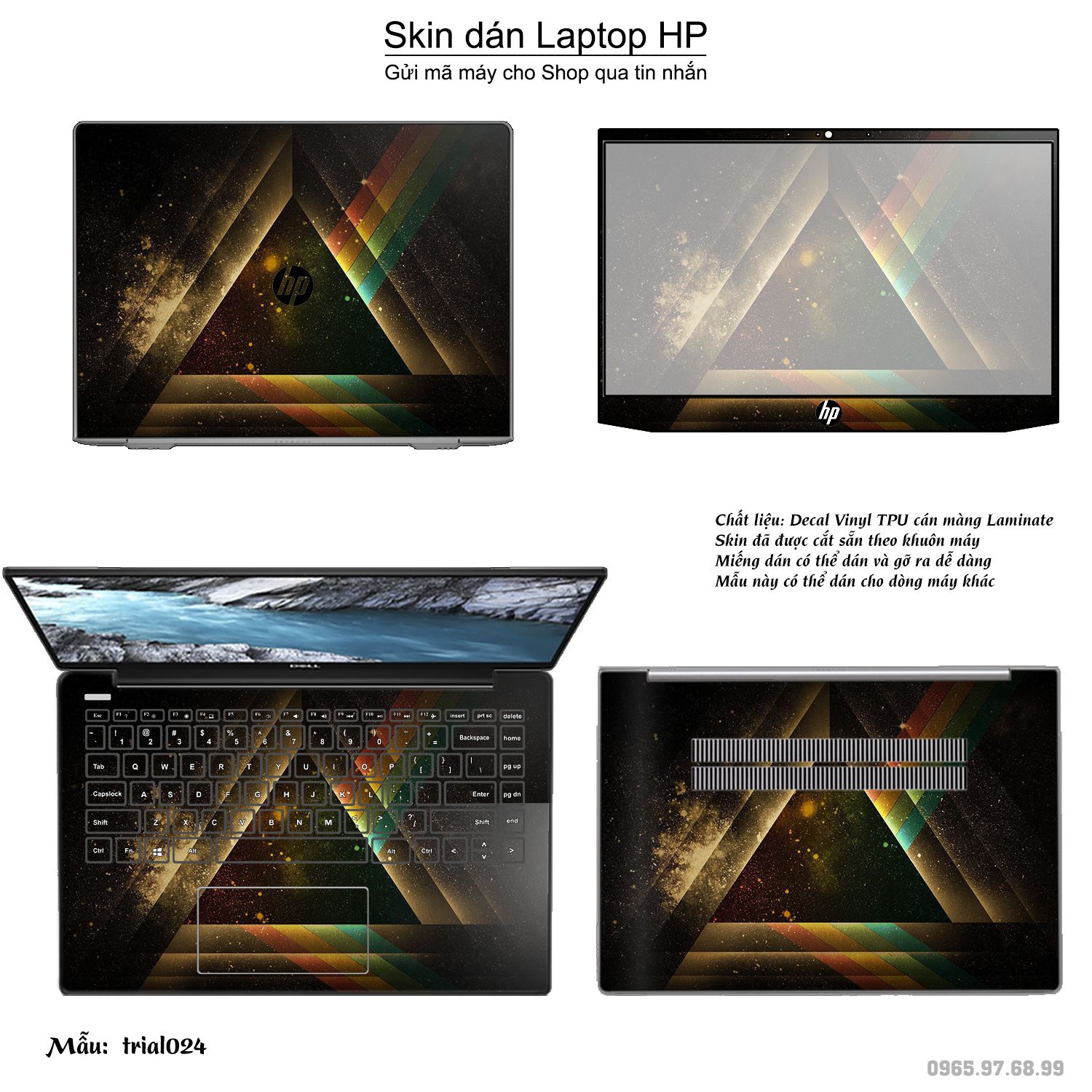 Decal Skin dán Laptop HP mẫu Đa giác