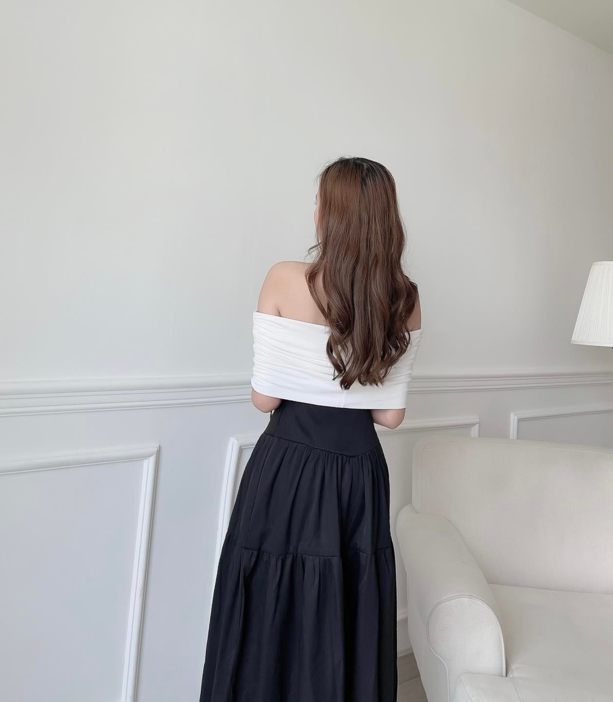 [Ảnh thật] Áo thun trễ vai nhún cực xinh