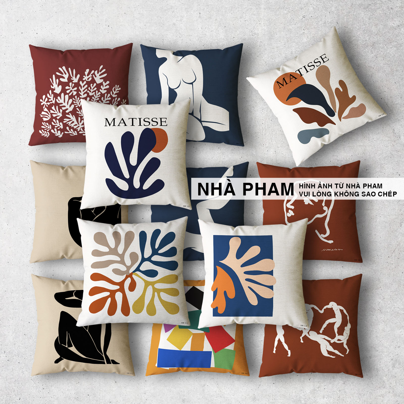 VỎ GỐI TRANG TRÍ SOFA HENRI MATISSE (No01 - No20) (45x45cm)