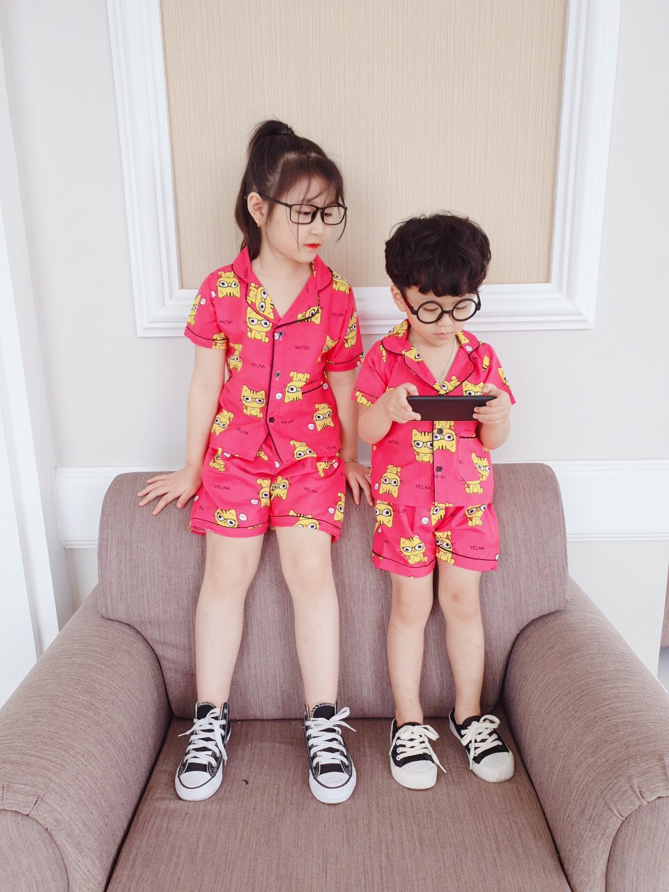 Sét bộ đồ pizama - vải chất kate thô mặc siêu sang, siêu phong cách cho bé yêu. hàng đẹp