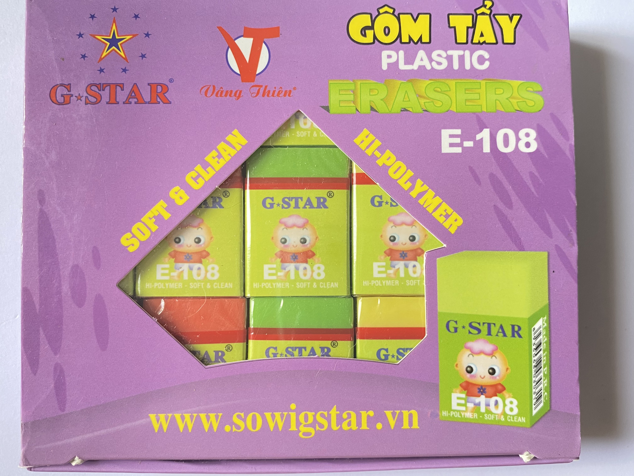 10 cục gôm GStar màu E108-mềm, dẻo, bôi sạch