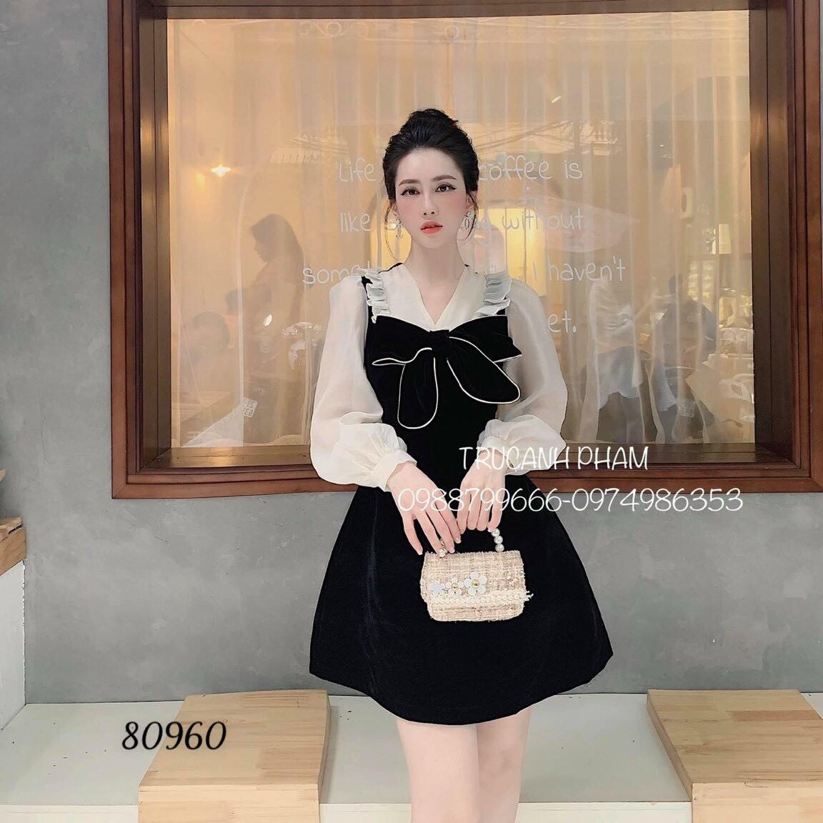 [HCM]ĐẦM XÒE DỰ TIỆC DÀI TAY THẮT NƠ DỄ THƯƠNG-D02