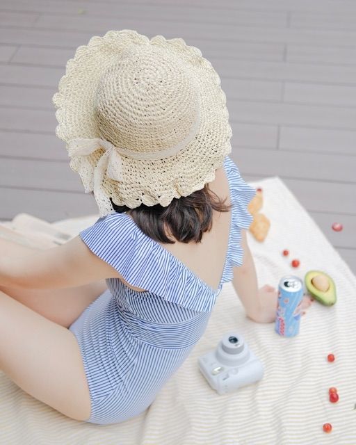 Nón Cói Nơ Ren Đi Biển Phong Cách Hàn Quốc