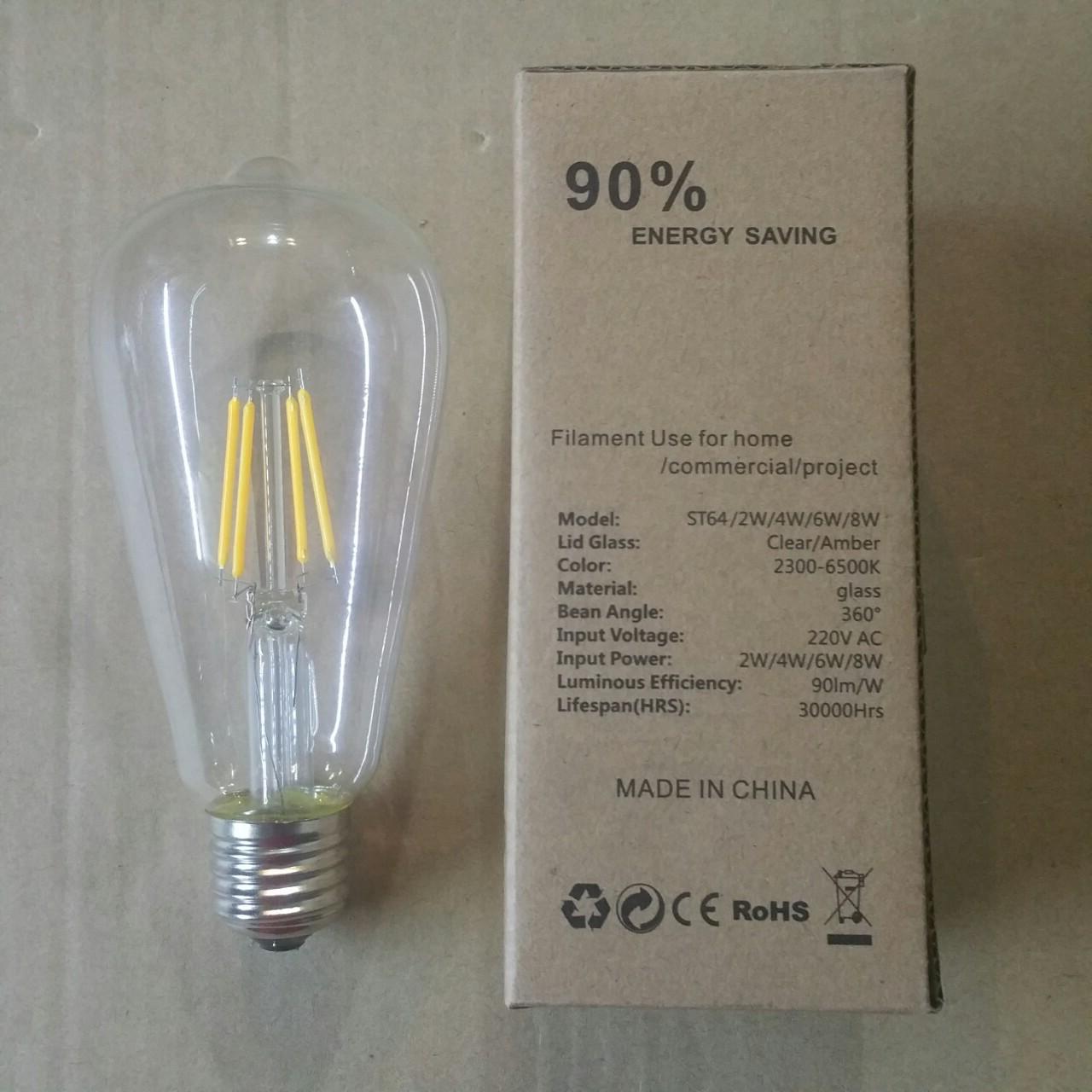 Bộ 10 bóng đèn LED kiểu cổ điển ST64 4W 220V E27 - Ánh sáng vàng