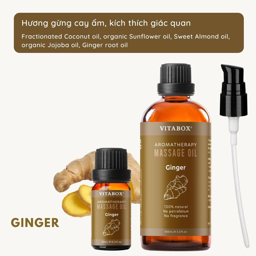 Dầu massage body VITABOX Ginger aromatherapy massage oil