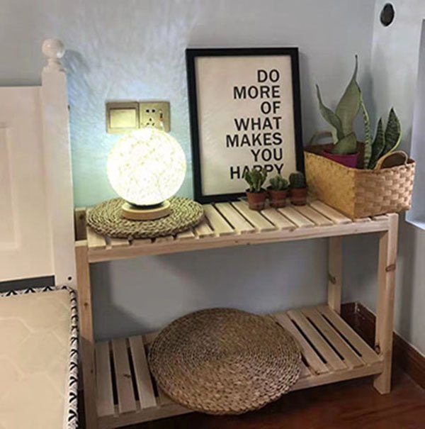 Kệ gỗ tab đầu giường 2 tầng tự lắp ráp - gỗ thông tự nhiên - kệ chữ nhật 80*26*50