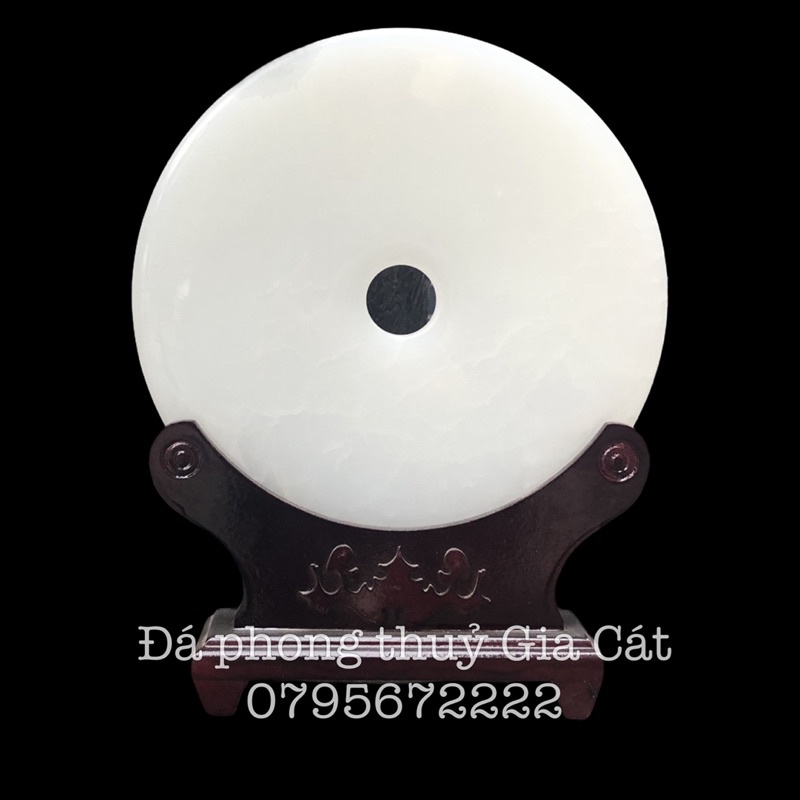Đồng điếu đá ngọc onyx trắng 30cm Đá phong thuỷ Gia Cát