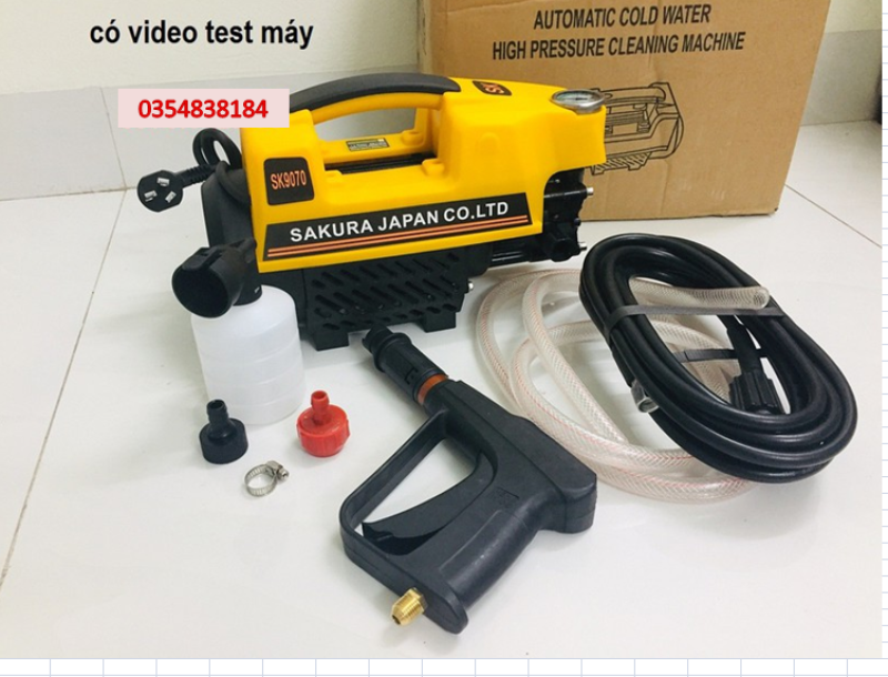 Máy rửa xe Nhật Bản sakura-2500W-lõi đồng- Dây áp lực dài 7m