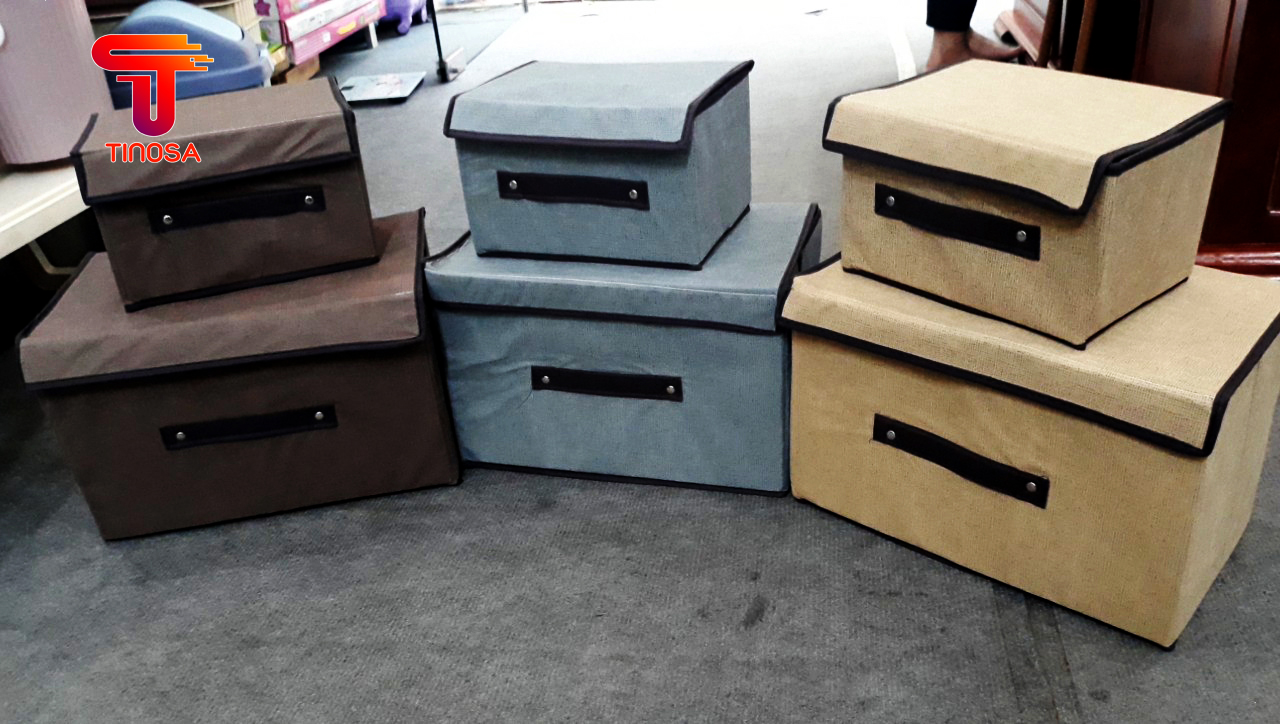 Set 2 túi vải đựng đồ khung cứng phong cách Hàn Quốc