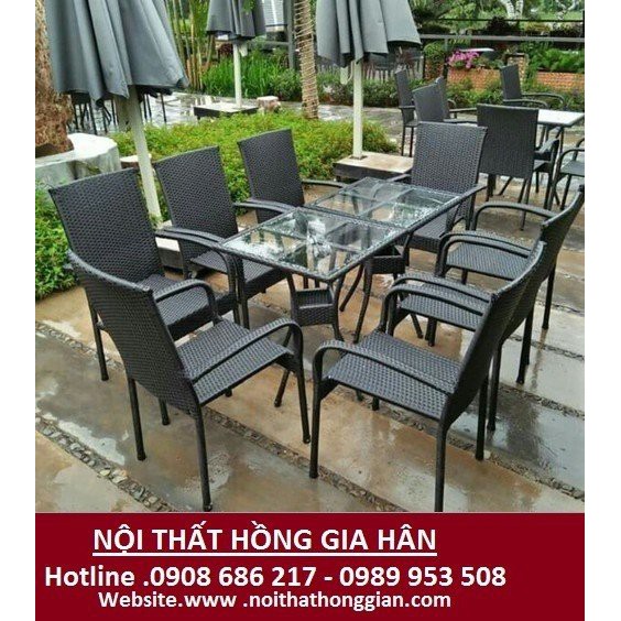 Bộ bàn ghế cafe mây nhựa hgh221