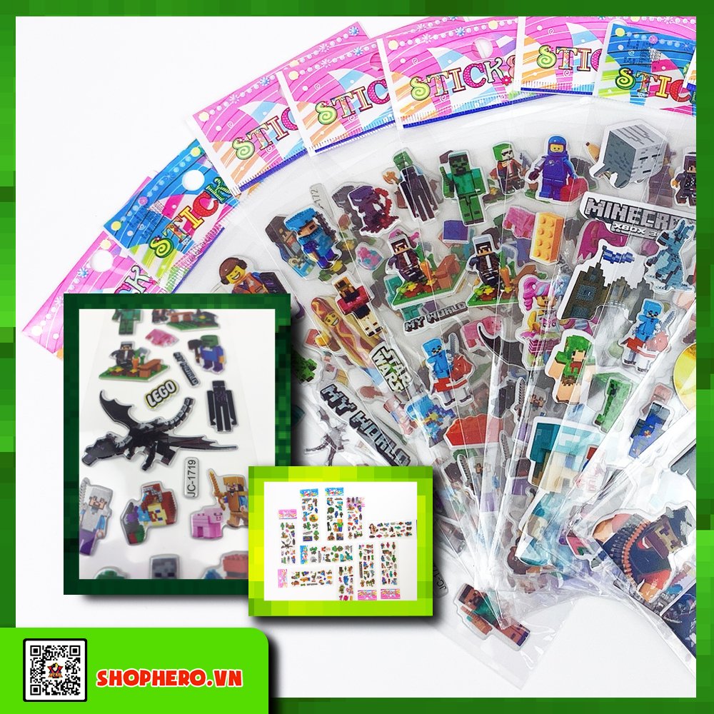 Sticker Minecraft 15 hình dán (chọn ngẫu nhiên)