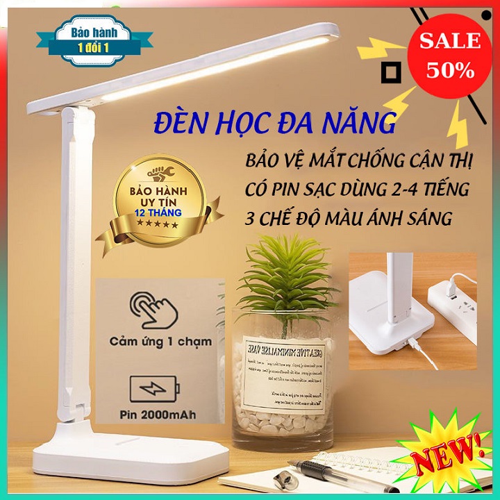 Đèn bàn học sinh chống cận thị D20, đèn học để bàn tích điện, đèn ngủ trang trí phòng ngủ, đèn đọc sách đầu giường, đèn để bàn làm việc, đèn 3 chế độ màu, đèn học để bàn giá rẻ