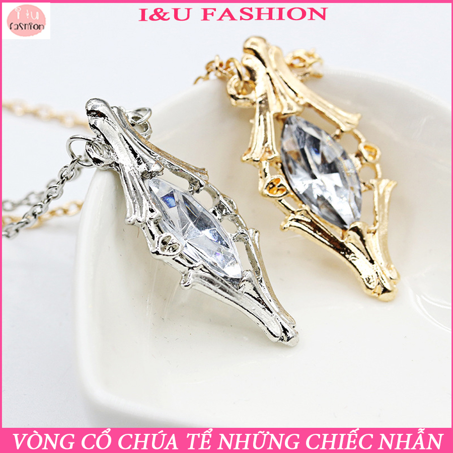 Vòng cổ Dây chuyền kim loại chúa tể những chiếc nhẫn được đính đá cỡ lớn vô cùng độc đáo và sang trọng phong cách châu Âu cho cả Nam và Nữ ( Màu Bạc , vàng ) VC-16