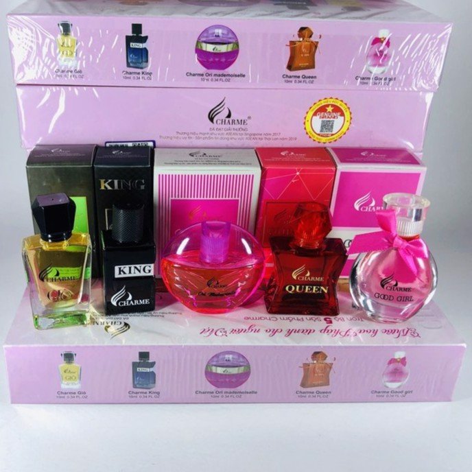 Set 5 Mùi Nước Hoa Hot Cha rme (1 Set 5 chai mùi nam lẫn nữ) - Mỗi chai 10ml