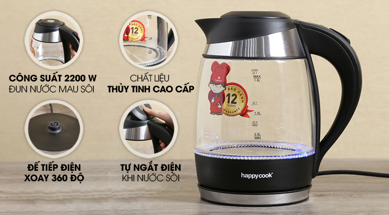 Bình siêu tốc Happycook 1.8 lít HEK-182G