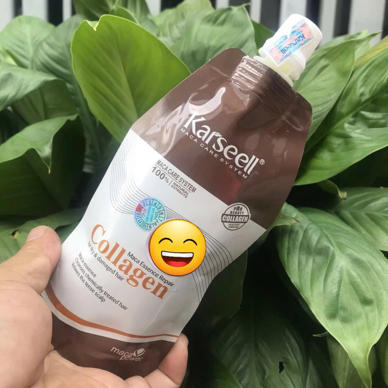 Túi nhỏ 500ml Kem hấp ủ Tóc Karseell Maca Power Collagen 500Ml Phục Hồi Hư Tổn 500ML