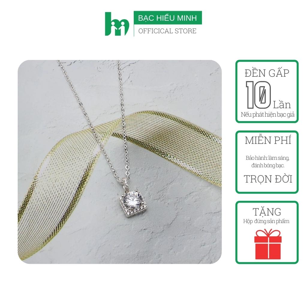 Dây Chuyền Nữ Bạc Đá Vuông Xinh BẠC HIỂU MINH DMD416